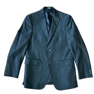 Men's Marc Anthony 100% Wool Dark Charcoal Grey Black Suit Jacket